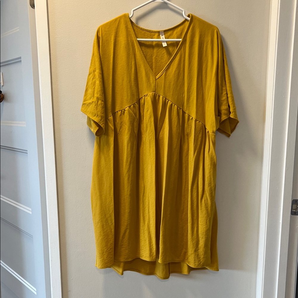 Mustard V-Neck Women’s Tunic dress